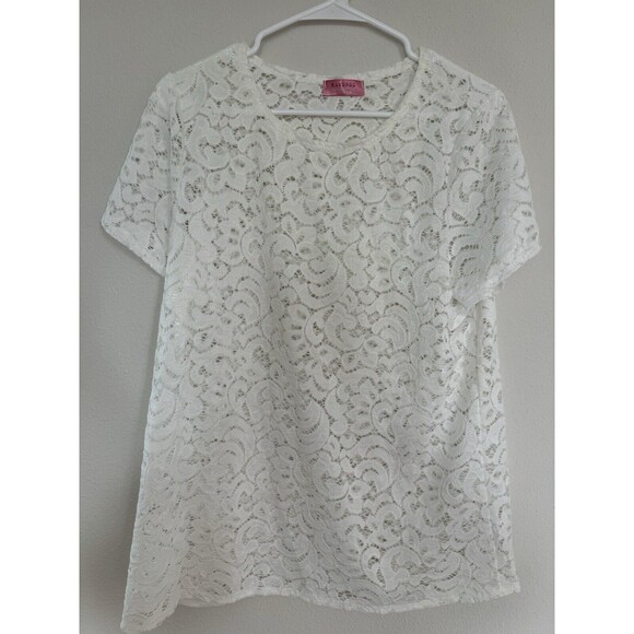 Ragdoll LA Lace Crotchet Beach Coverup Top White Resortwear Mesh Contemporary - Picture 1 of 7